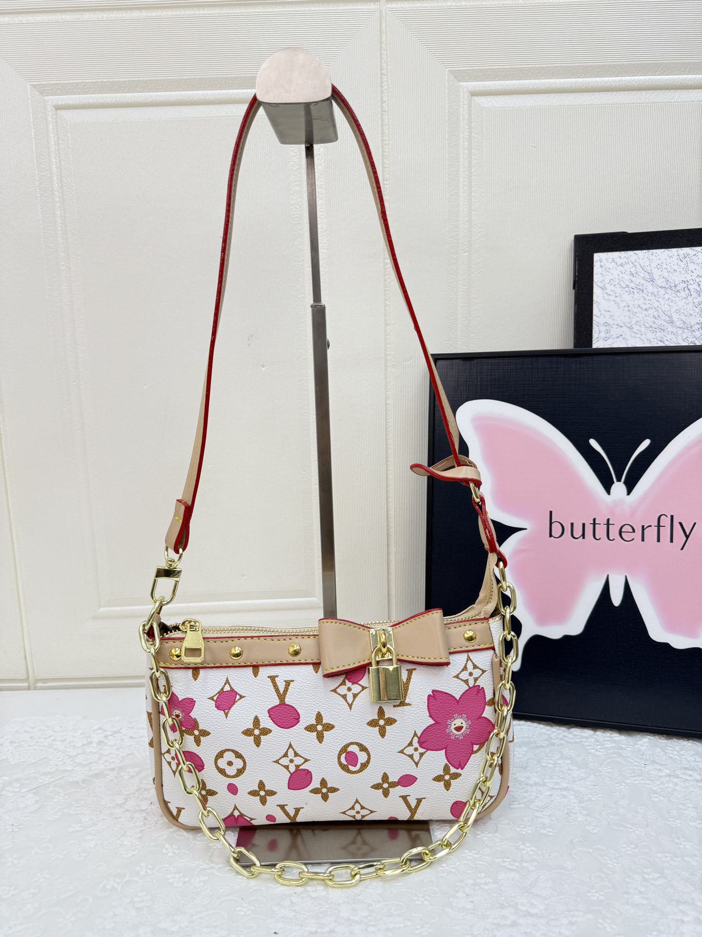 Fashion Colorful - Patterned Underarm Bag Mahjong bag shoulder bag Crossbody bag with Bow & Lock Details, Multi Compartment for Organizing Cards, Cash & Cosmetics