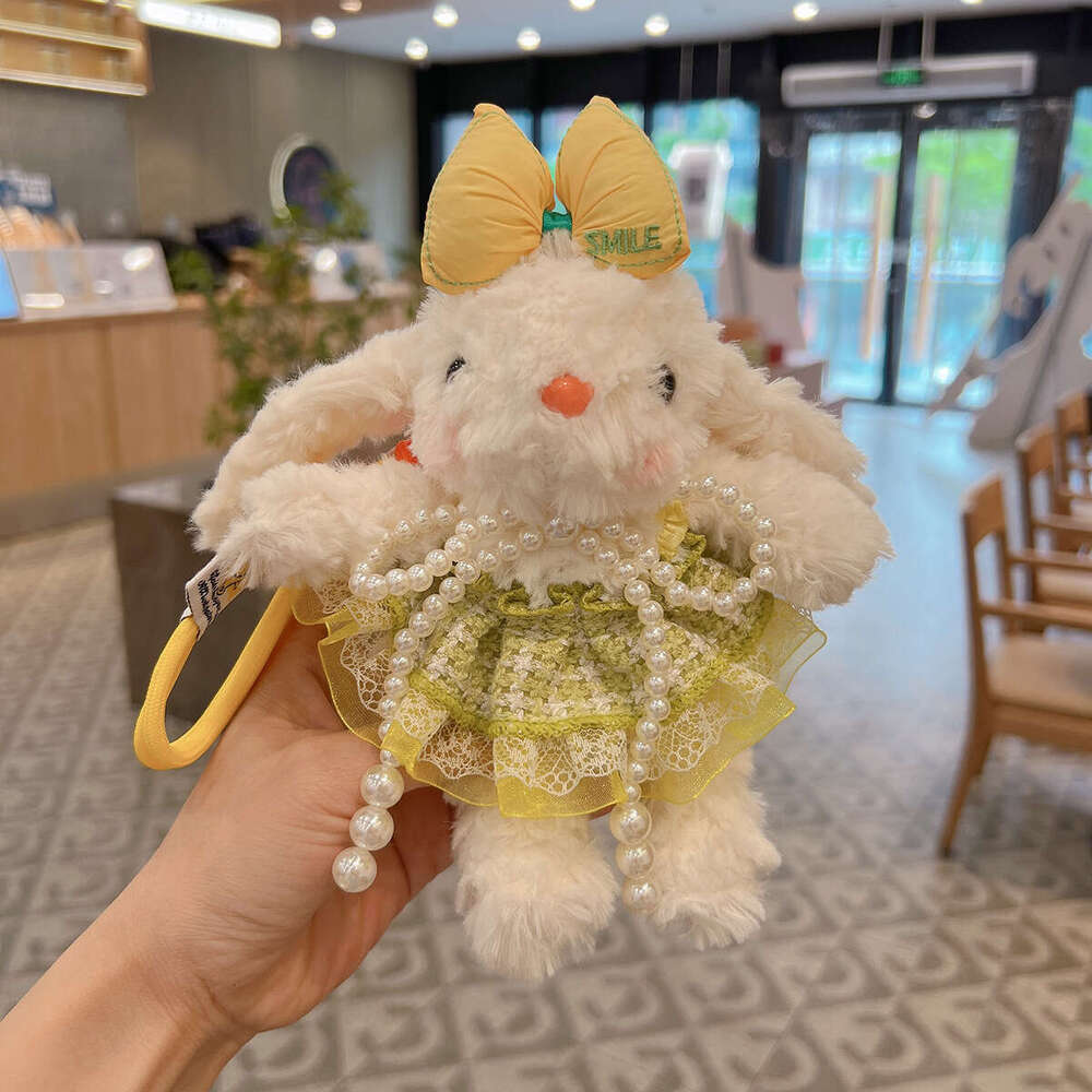 New Dress Plush Lop-Eared Rabbit Keychain Cute Adorable Holding Flower Bunny Plushie Bag Pendant for Women