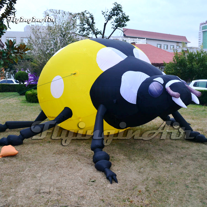 3m/4.5m Length Simulated Yellow Giant Inflatable Ladybug Insect Animal Model Air Blow Up Beetle With A Domed Back For Park Decoration