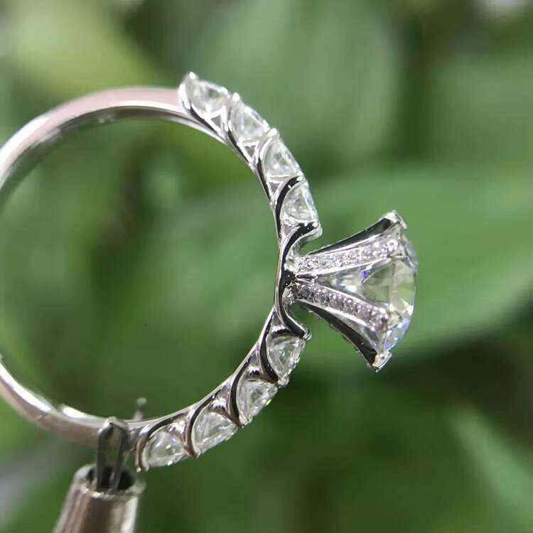 XingGuang 2ct Engagement Jewelry Gold D/VVS Clarity Moissanite 6 Prong Round Dia Minimalist Weeding Halo Ring for Women