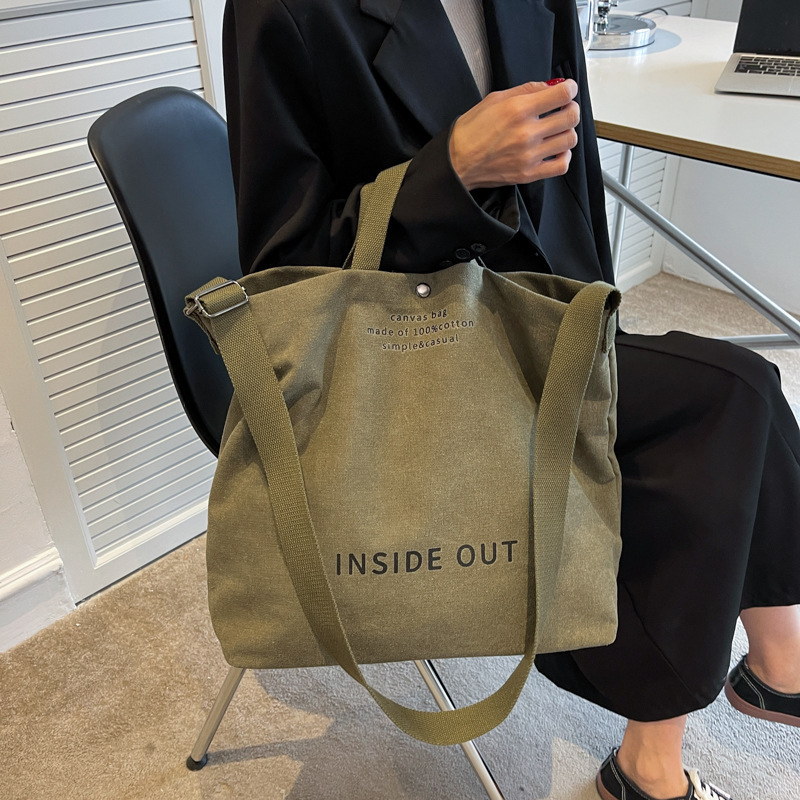 Canvas Shoulder Bag Office Worker Crossbody Bag Large Capacity Student Party Book Bag Handbag Shoulder Backpack