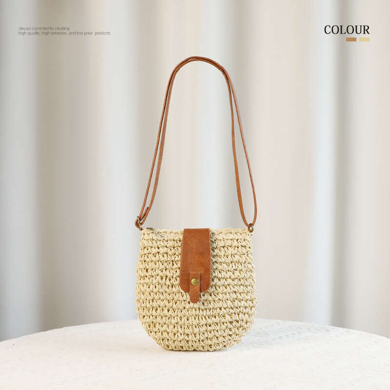 Straight Hair Summer New Straw Woven Small for Women Beach Vacation Photo Versatile Forest Style Crossbody Bag