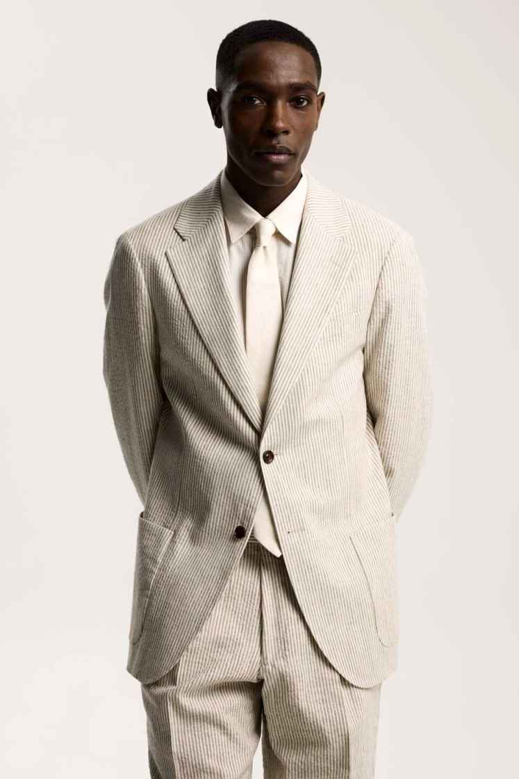 Simple Stripe Wedding Tuxedos 2 Piece Set Jacket Pants Men Suit Notched Lapel Groom Evening Business Prom Blazers Customized