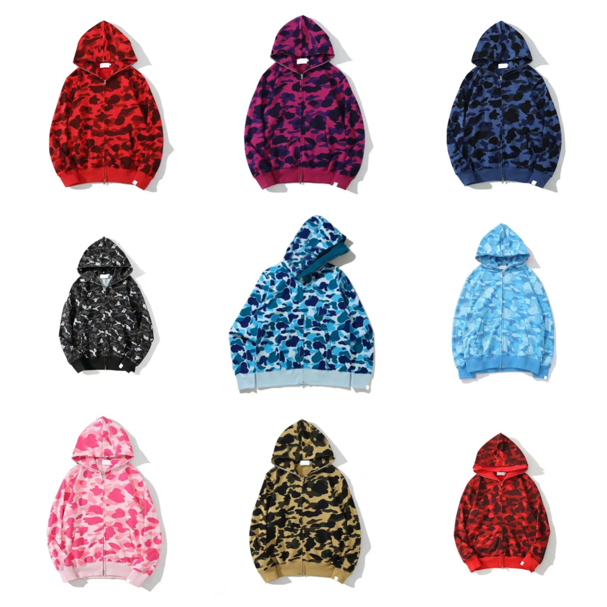 Fashion Casual Camouflage Printed Hoodies Jacket Men Women Spring Autumn Loose Couple Sleeve Zipper American Trendy Coat