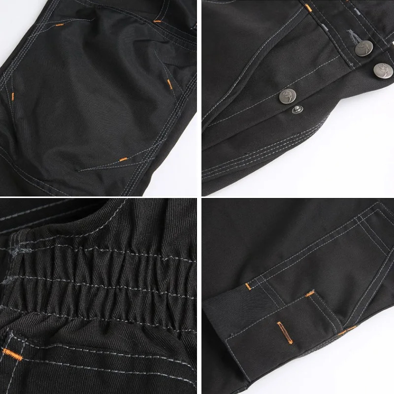 Oxford Overalls with Reflective Stripes Multi Pockets Work Men Black Reflection Hi Vis Worker Wear Repairman Clothing 250804