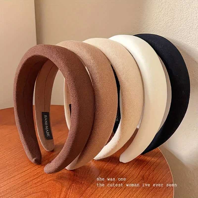Wild Solid Color Sponge Band for Wen Fashion Girl Face Wide Edge Simple Hair Band Y250808