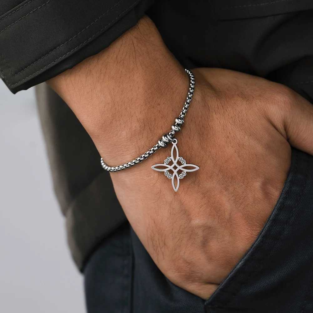 Dawapara Witch Knot Charm Bracelet for Women Celtics Knot Protection Amulet Bead Chain Stainless Steel Witchcraft Wiccan Jewelry Z250807