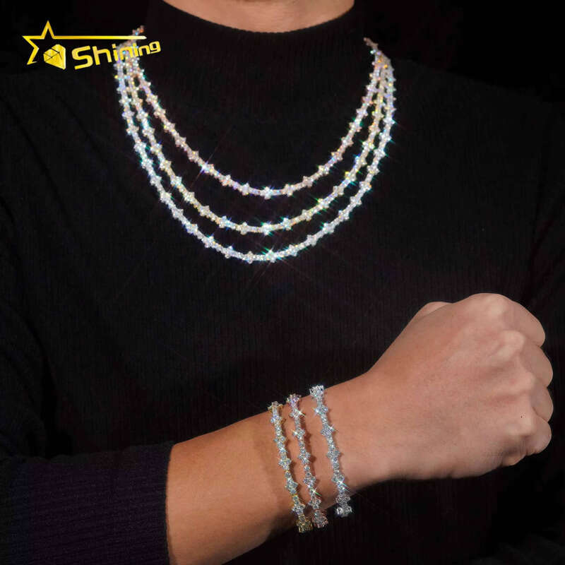 Sterling Sier Fast Delivery Cross Necklace Bracelet Pass Dia Tester GRA Certified VVS Moissanite Tennis Chain