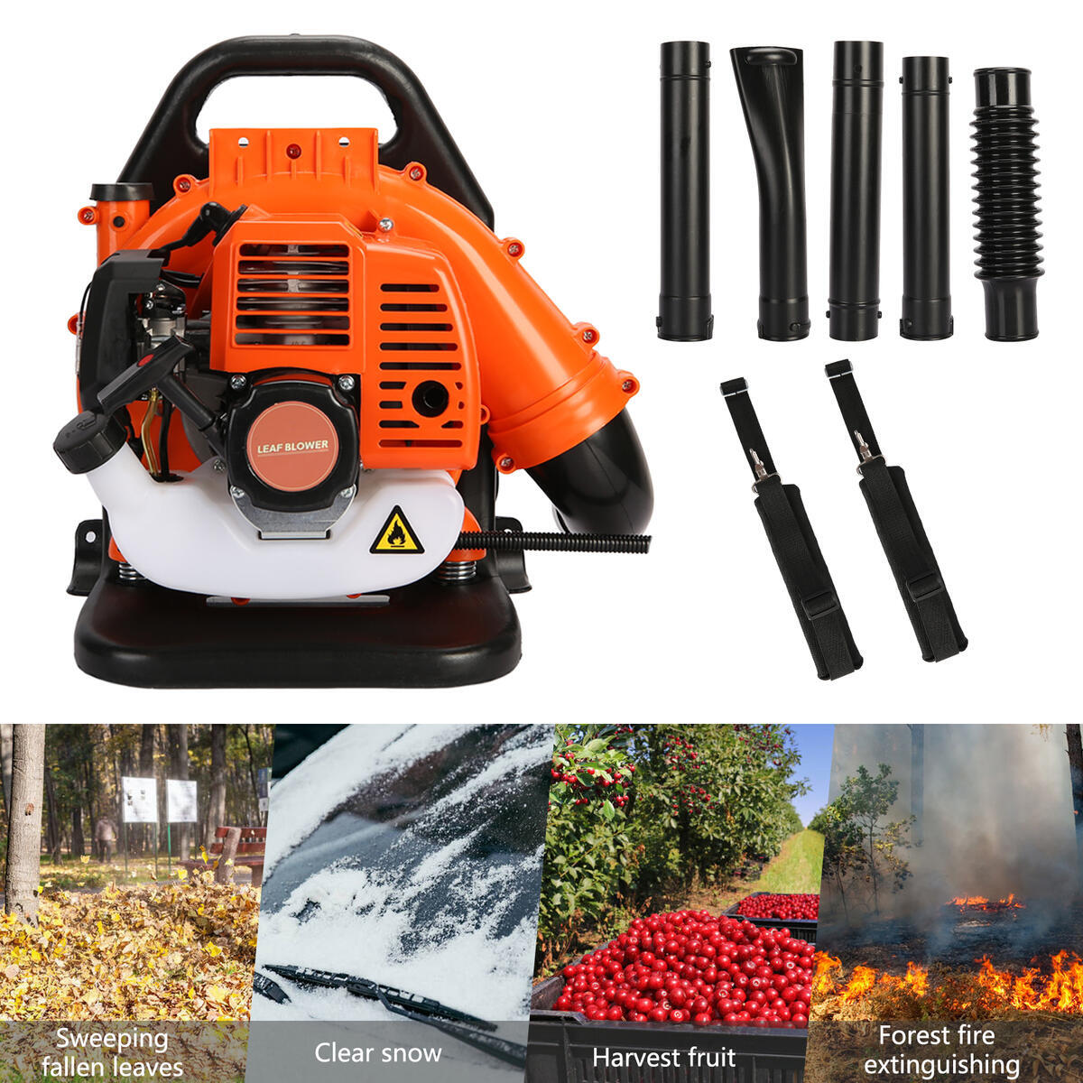 Air-cooled two-stroke gas engine, backpack blade blower, high-power two-stroke strong wind ABS garden backpack style snow blower