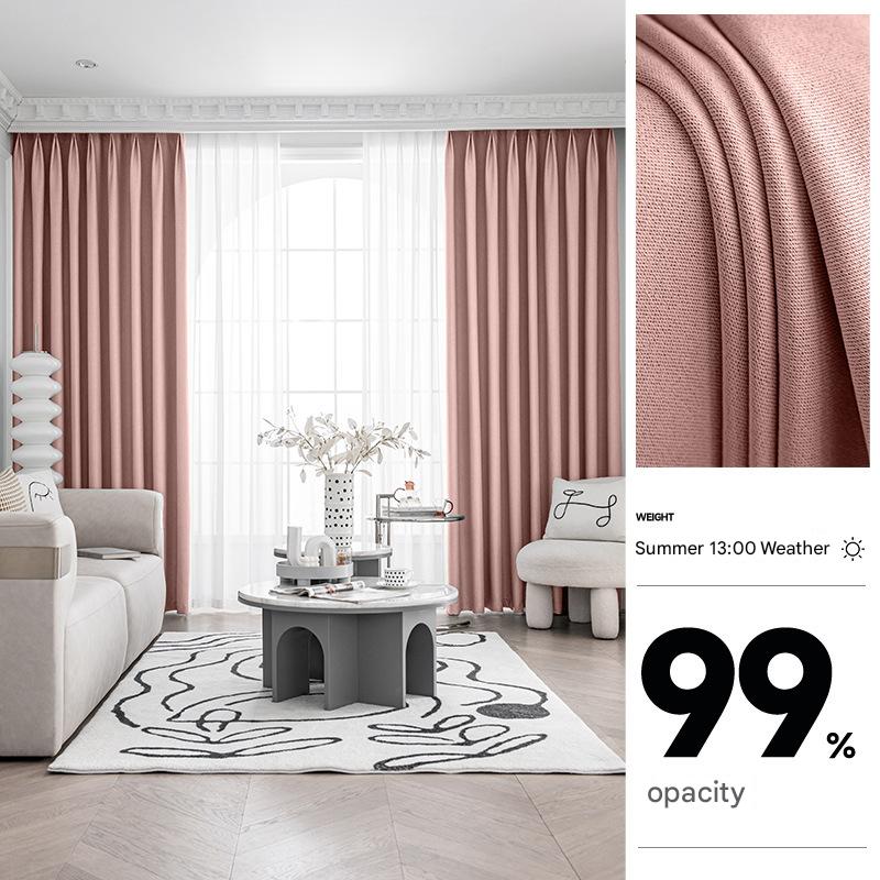 YL-36920 thick double-sided linen blackout curtain project hotel school sound insulation heat insulation blackout cotton linen curtain finished produc