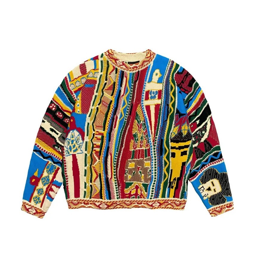 Designer men sweater autumn winter new retro fashion casual thick needle sweater printed men round neck sweater size XS-4XL