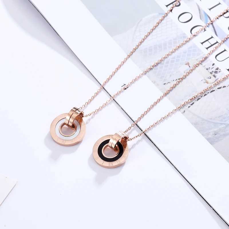 New Arrival Inner Circle White Shells And Black Enamel Ran Numeral Pendant Stainl Steel Necklace Wan S250808