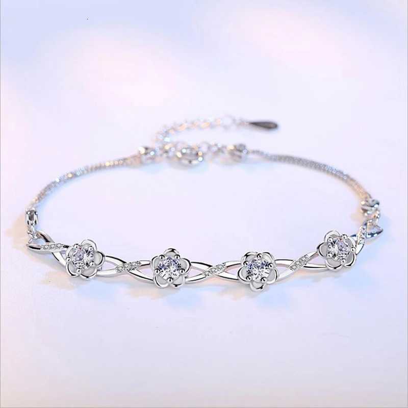 925 Sterling Silver Bracelets Luxury Purple White Zirconia Plum Flower Bracelets Bangles For Women Silver Bracelet S-B51 Z250807