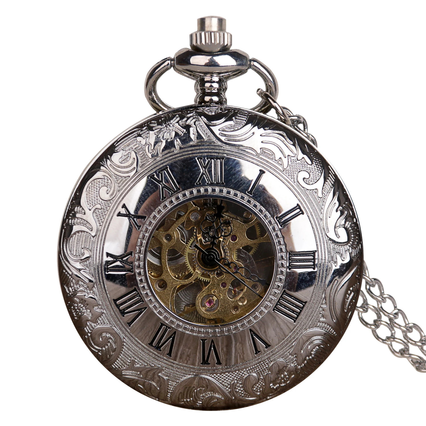 Silver Mechanical Pocket Watch Personalised Vintage 2 Sides Open Case Selling Hand Wind Fob Watch relojes de bolsillo 250807