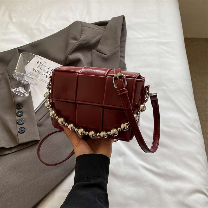 High-Quality Designer Textured Woven Handbag Small Square purse and wallet Luxury for Women bags 2025 New Trendy Fashion Chain Shoulder Crossbody Bag