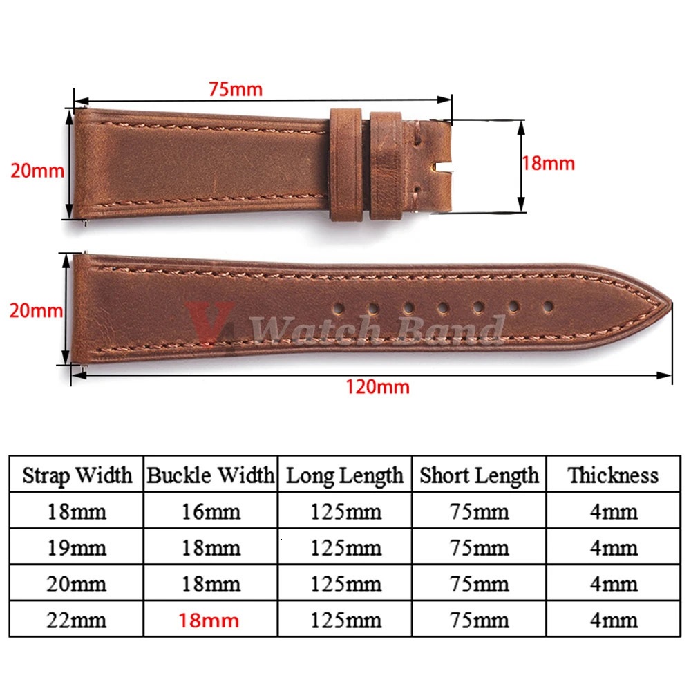 Vintage Leather Watch Band Butterfly Buckle Stitching Cowhide Strap for Omega 181920212224mm Wrist Bracelet 250805
