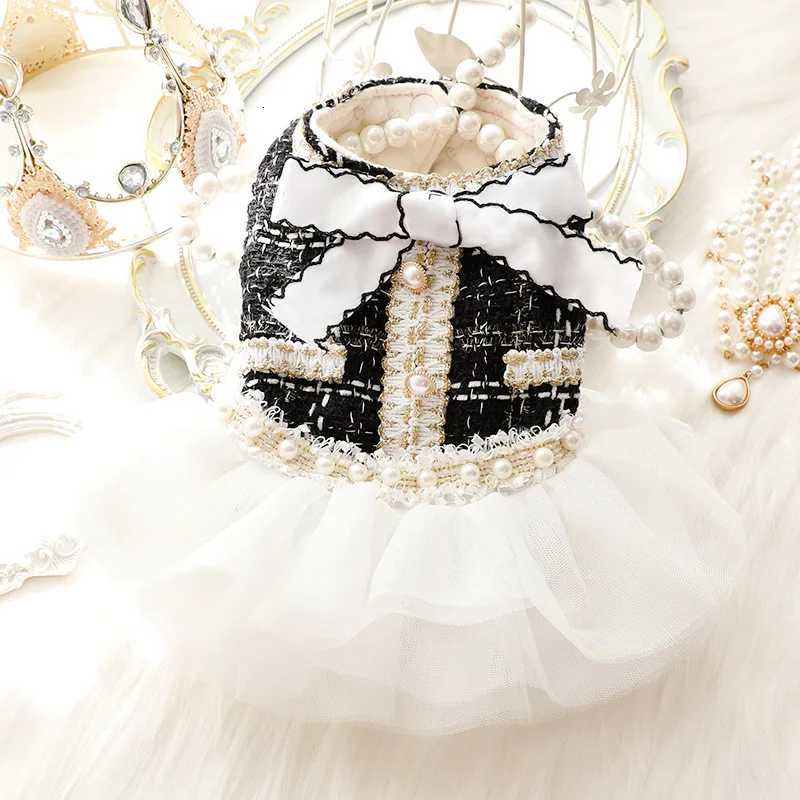 Pet Fur Patchwork Mesh Dress Autumn Winter Bow Sweater Coat Cat Princess Fluffy Winter Skirt Pearl Lace Small Dog Teddy Bear Pet Z250808