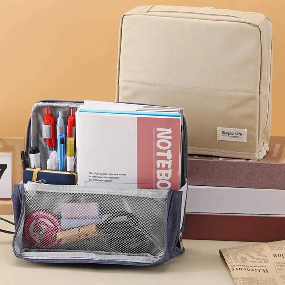 Travel Portable Large Capacity Double Opening Cosmetic Bag Mens Toiletry Storage Bag Multi Layer Stationery Bag Y250808
