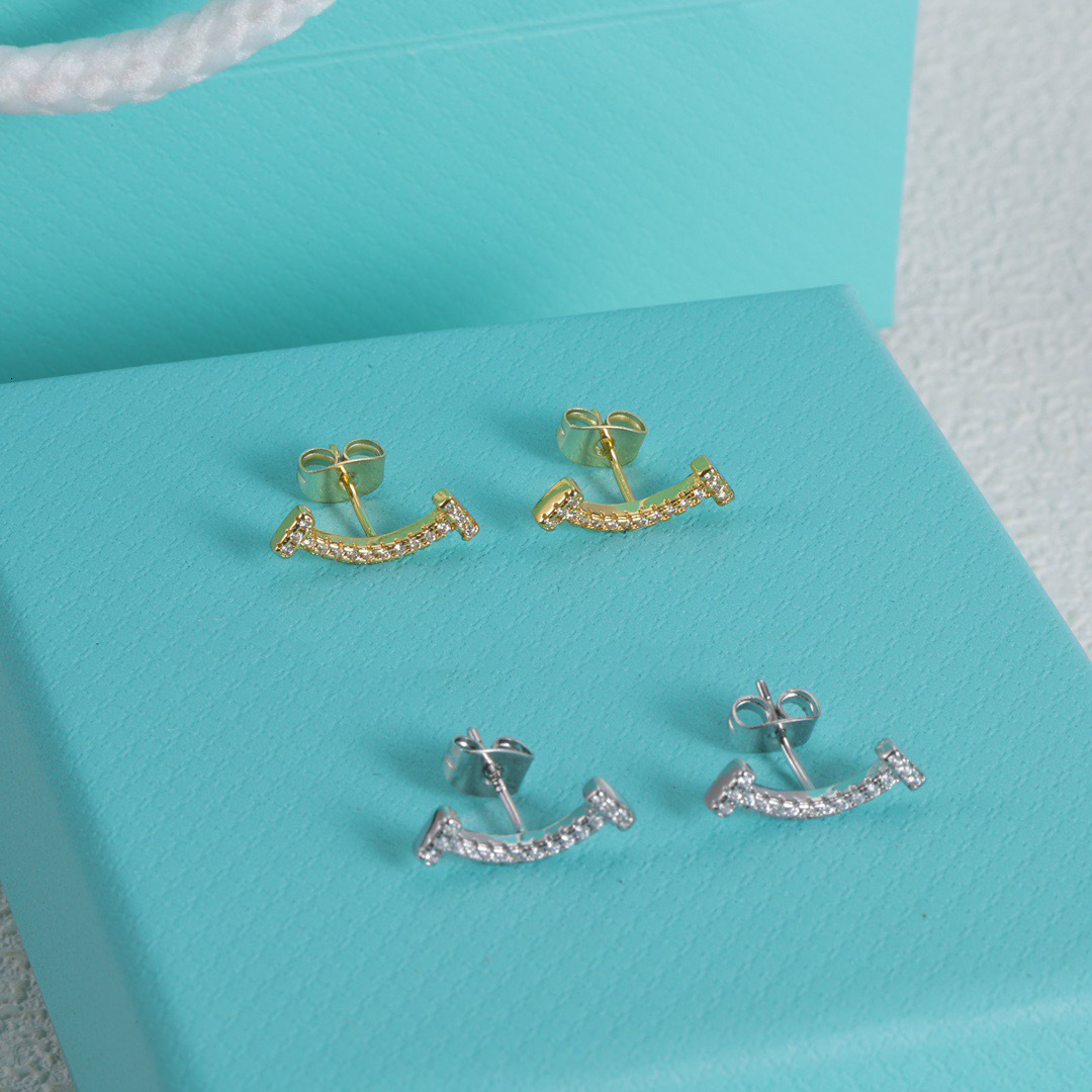 designer stud luxury jewelry for men women gold silver woman earrings fashion new smile full diamond high version needle elega tiffamy and co tiffanyx tiffanies uw0f