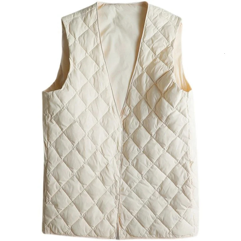 Autumn Winter Down Cotton Vest Womens Loose V-neck warm Light and Thin Coat women Sleeveless Waistcoat Jacket FemaleTops 250804