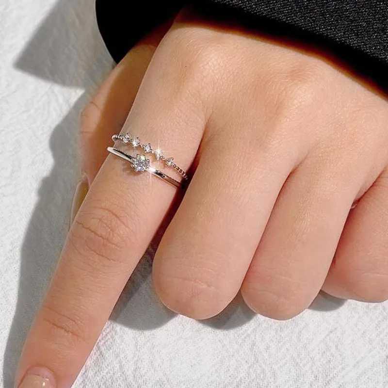 925 Sterling Silver Round CZ 2Pcs Ring Set for Women Wedding Party Exquisite Female Rings Luxury Trendy Jewelry Gifts Y250808