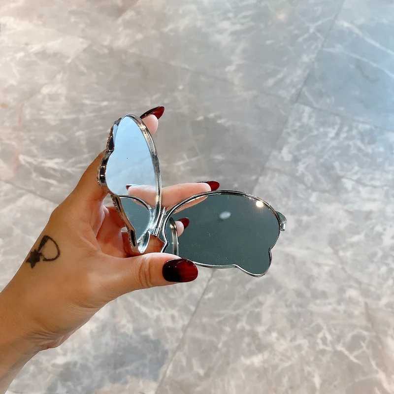 Small Cat Mirror Kawaii Makeup Mirrors with Rhinestone Handheld Pocket Vanity Mirror Bling Hand Mirror Decorative Z250807