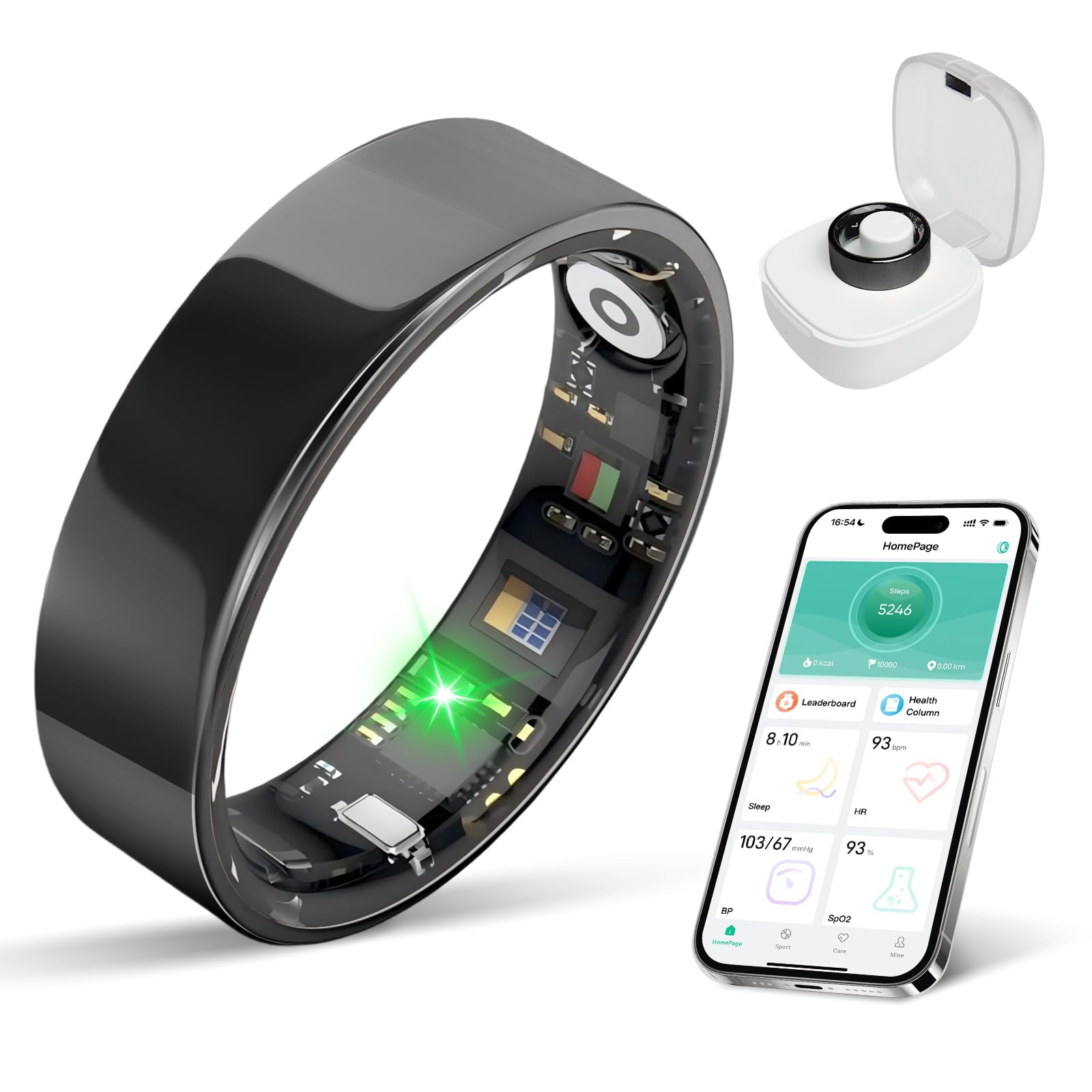Smart Ring for Women Men Fitness Tracker with Heart Rate Blood Pressure Blood Oxygen Step Counting Sleep Monitoring IP68 Waterproof for iPhone and Android oura ring