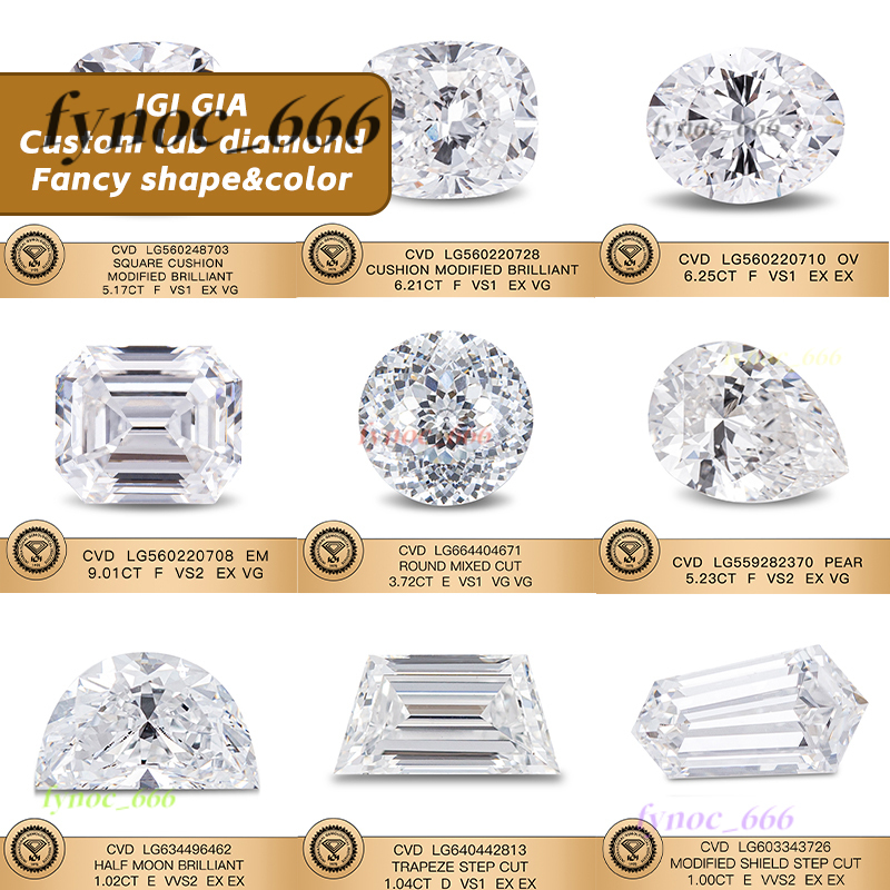 IGI GIA Certificate 0.5ct 1ct 1.5ct 2ct 3ct 4ct 5ct 6ct Wholesale Lab Created Diamond HPHT CVD Lab Grown Diamond