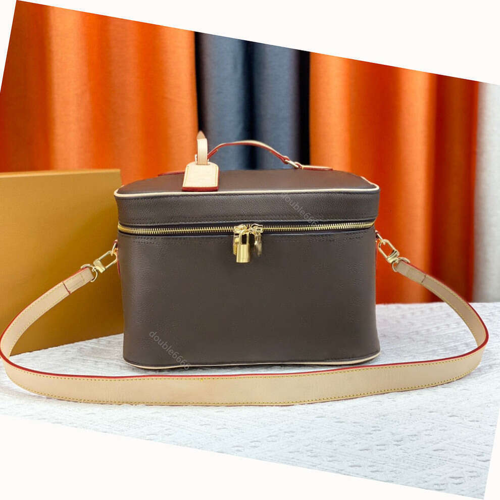 Luxury Oversized Cosmetic Box Handbag Canvas Brown Zipper Closure Makeup Case Tote Shoulder Bag WASH BAG Toiletry bag crossbody messenger bag