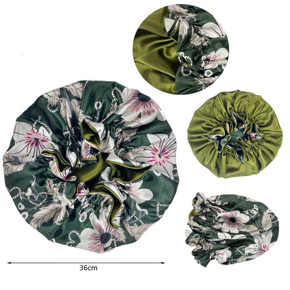 New Double-Sided Reversible Satin Bonnet Hat Large Satin Lined Bonnet Sleep Cap Silky Night Sleep Cover Cap Lady Hair Styling Z250808
