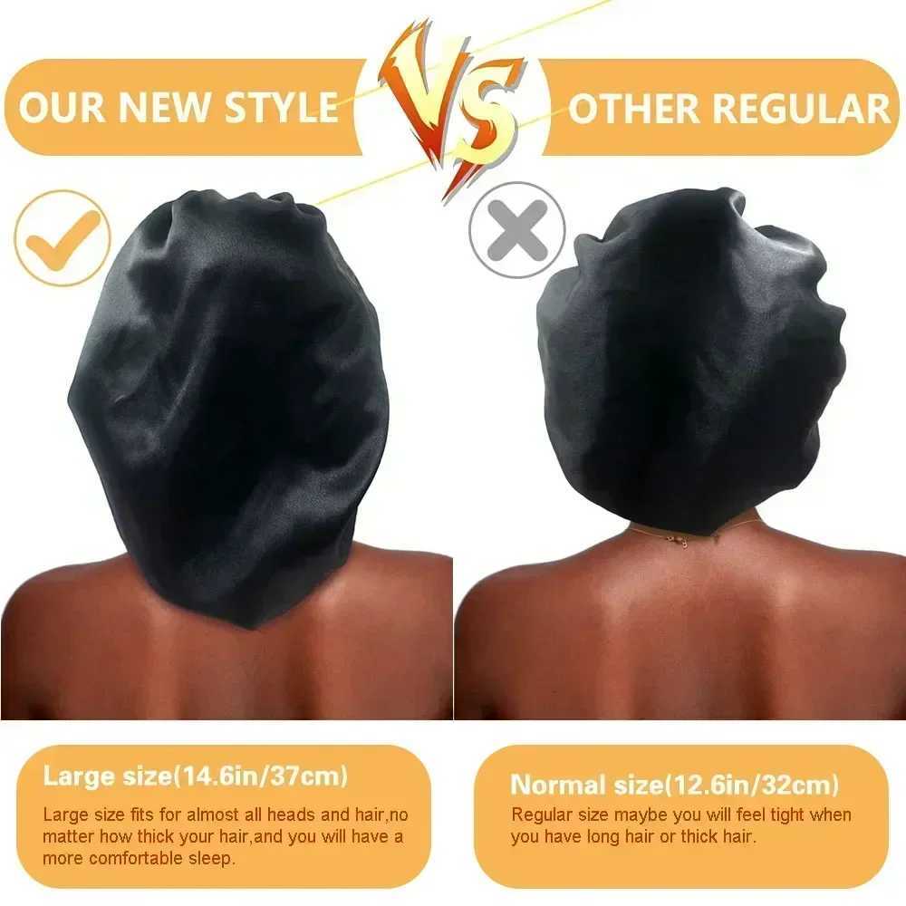 Large Satin Bonnet Silk Bonnet Hair Wrap for Sleeping Sleep Cap with Elastic Soft Band Big Bonnets for Women Hair Care Caps Z250808