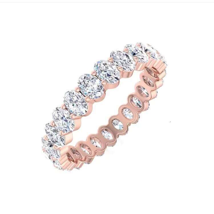 RTS VVS Oval Cut Wedding Eternity Rose Gold Pass Dia Tester Moissanite Engagement Ring for Women