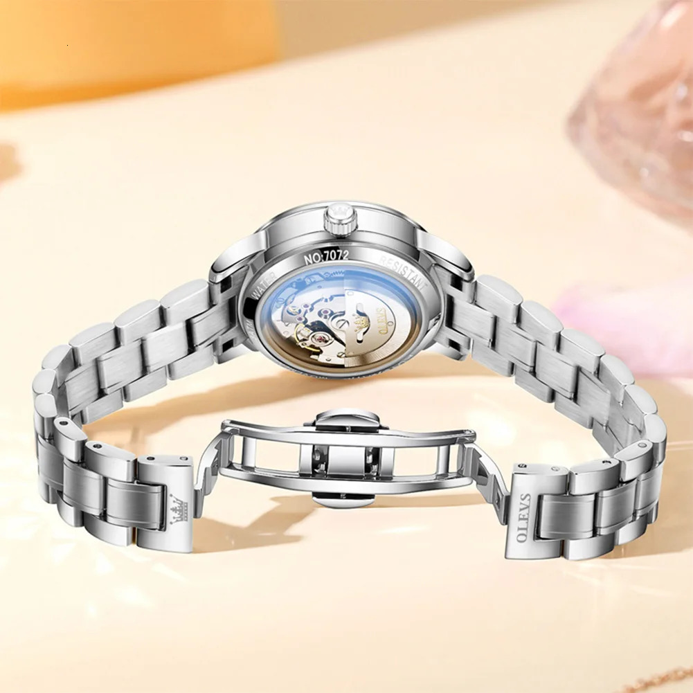 OLEVS High Quality Watch for Woman Waterproof Stainless Steel Automatic Mechanical Ladies Watch Elegant Womens Watches 250807