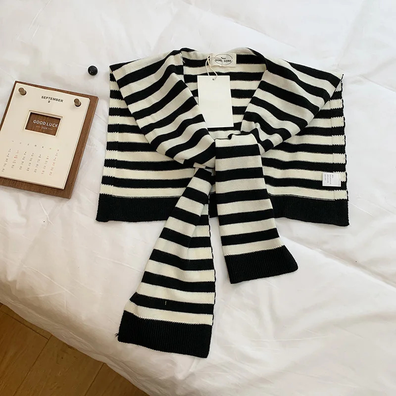 Angora Red Wool Shawl Knitting Striped Shawl Detachable Collar Air-conditioned Room Warm Shawls Woman Scarf 250807