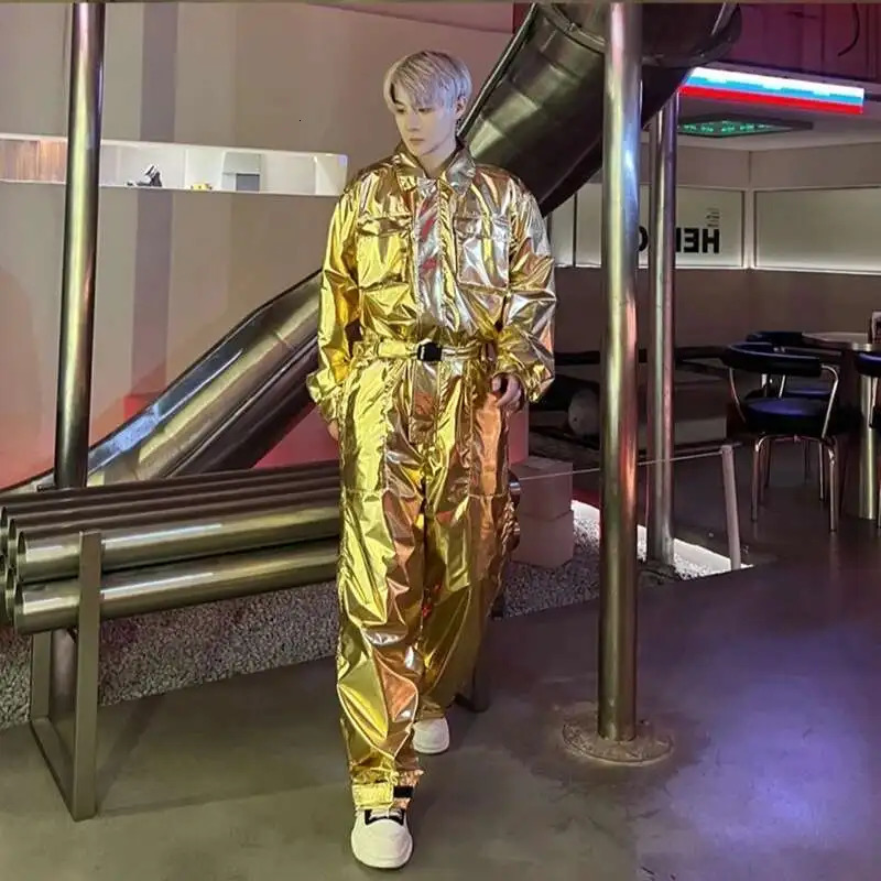 IEFB Performance Mens Overalls Turndown Collar Long Sleeve Jumpsuit Tech Wear 2025 Spring Summer Handsome Stylish 9C7266 250804