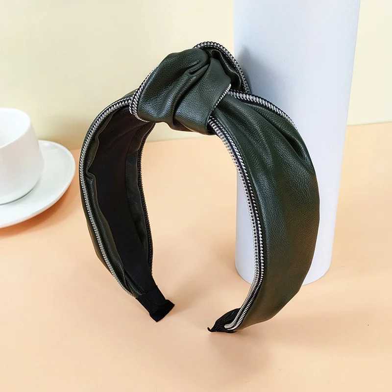 Vintage Wen Piece PU Leather Cloth Knotted Bands for Adult Party Headwear Adult Hair Hoop Accessories Y250808