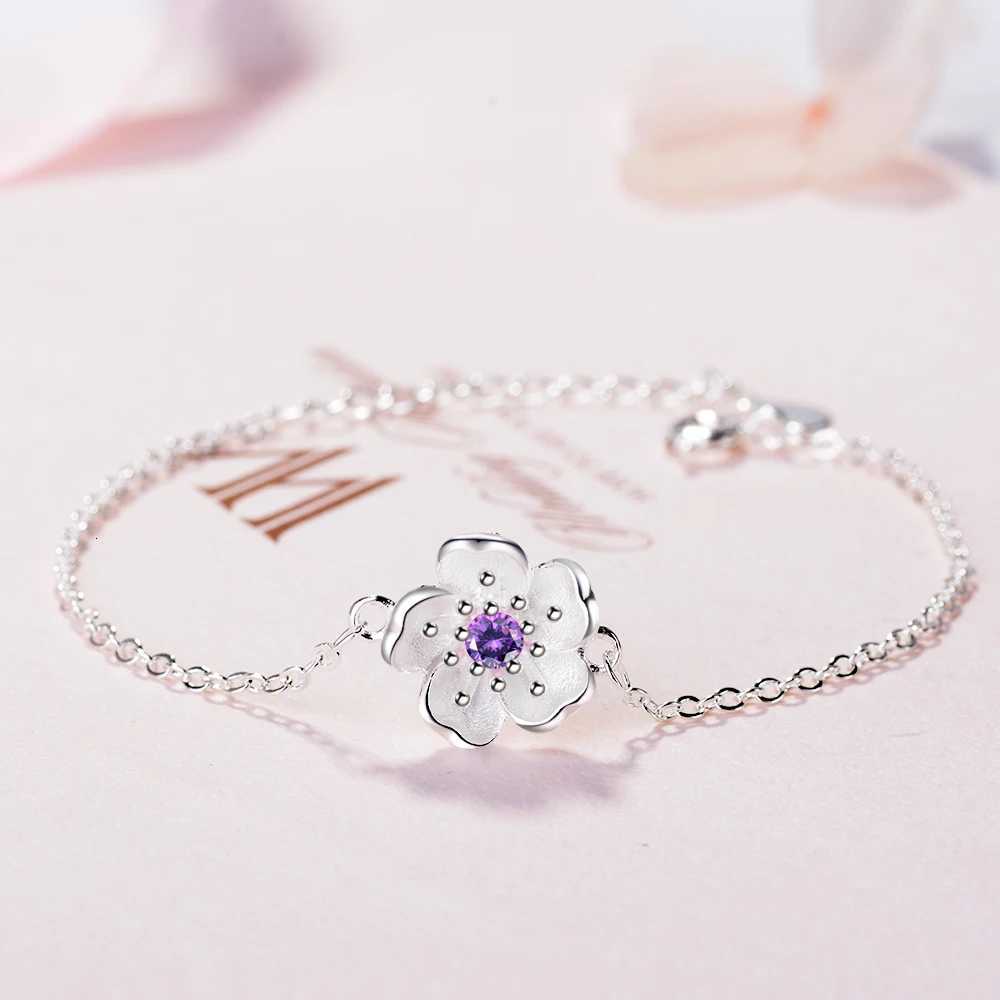 925 Silver Female Models Flower Bracelets Clear Austrian Crystal Plum Blossom Design Charm Link Chain Jewelry For Women Lady Gift Z250807