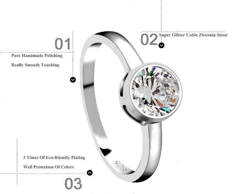 Simple Round Cubic Zirconia Jewelry Women Trendy 925 Sterling Silver Rings for Female Wedding Bridal Rings Hot Sale Y250808