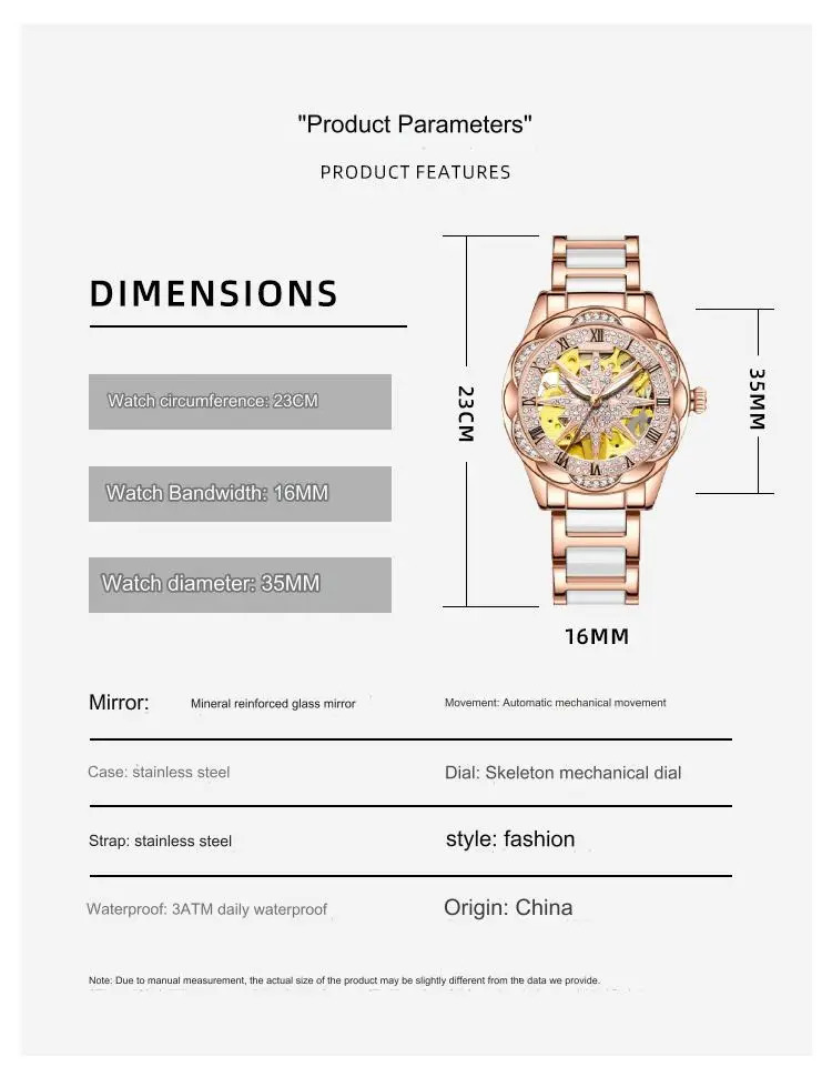 Sunflower mechanical watch for women high-end light niche art red watch for women mechanical watch 250807