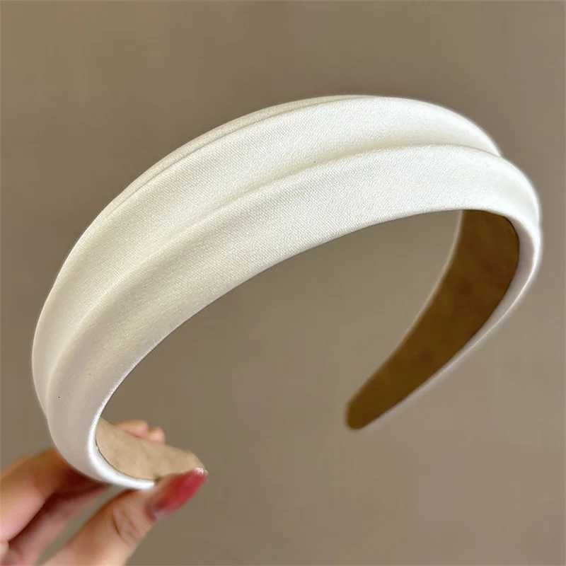 Elegant Wen High Cranium Bands Wide Brimmed Satin Cloth Handmade Fashion Fem Daily Party Pr Hair Accessories Y250808