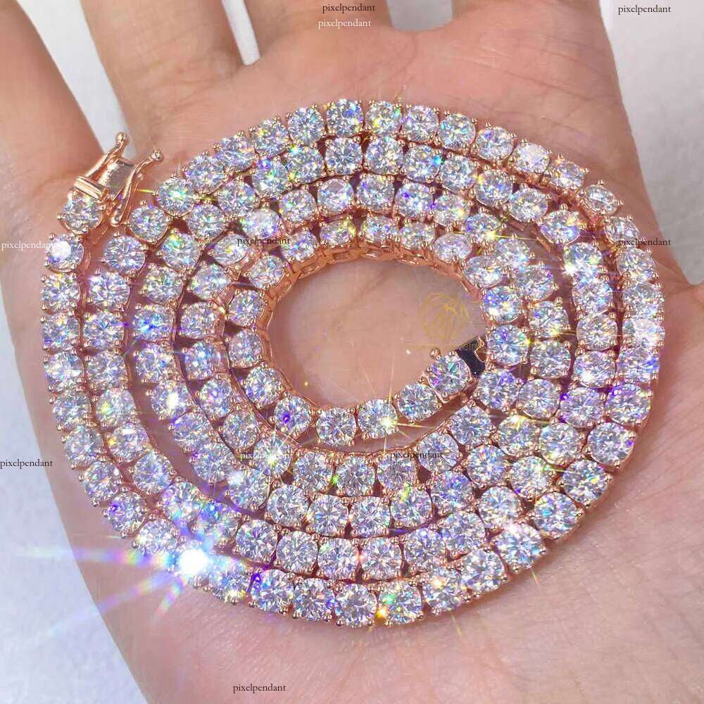 Factory Wholesale Vvs Moissanite Tennis Chain 3MM 4MM 5MM High Quality 10K Gold Plated Sier Find Jewelry Necklace Bracelet