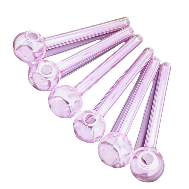 Pink thickened 10cm 12cm glass pot Glass bongs Oil Burner Glass Water Pipe Oil Rigs Smoking Rigs bongs dab rig