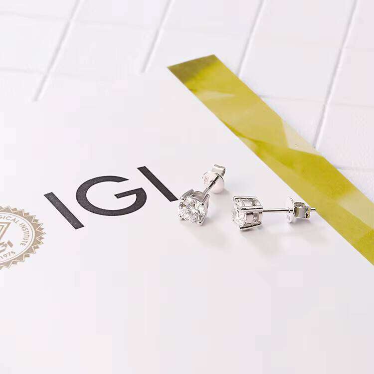 High Jewelry IGI Certificate 5mm Lab Dia Plated Earrings 10k White Gold Women Stud Earring for Gift