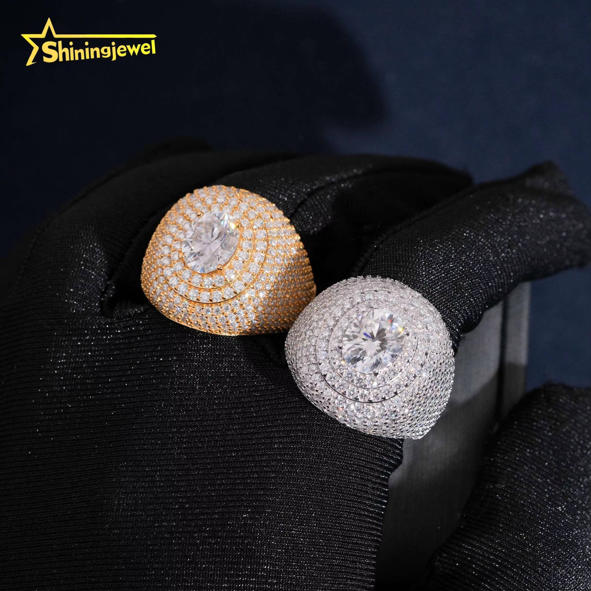 Fine Jewelry Hip Hop Iced Out Fully VVS Moissanite Diamond Ring GRA Certificated High Quality Custom 925 Silver Rings for Men