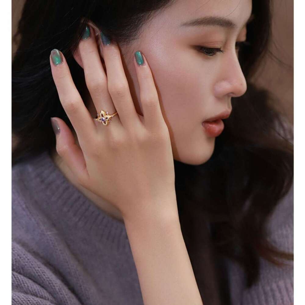 French Style New Zircon Palace High-end Sense Niche Temperament Light Luxury Adjustable Open Ring