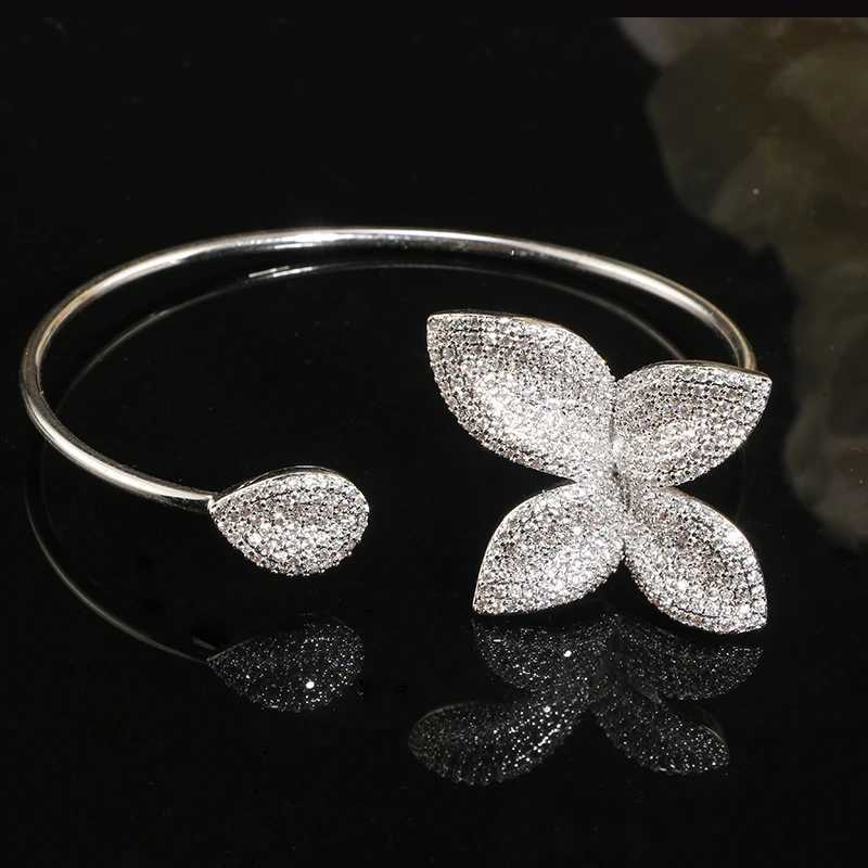 ZAKOL Classic Micro Paved Full Cubic Zirconia Leaves Cuff Bracelet Bangle for Women Luxury Dubai Bridal Jewelry 2025 New Z250807