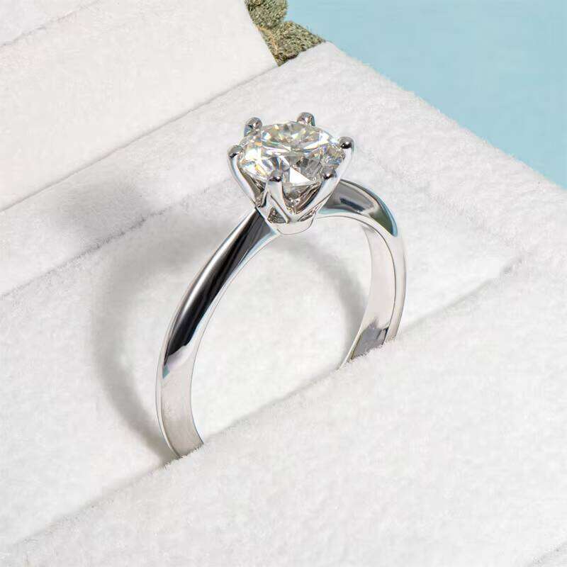 XINGGUANG Jewelry 0.5CT Engagement Round Shape Sterling Sier Moissanite Dia Wedding Ring