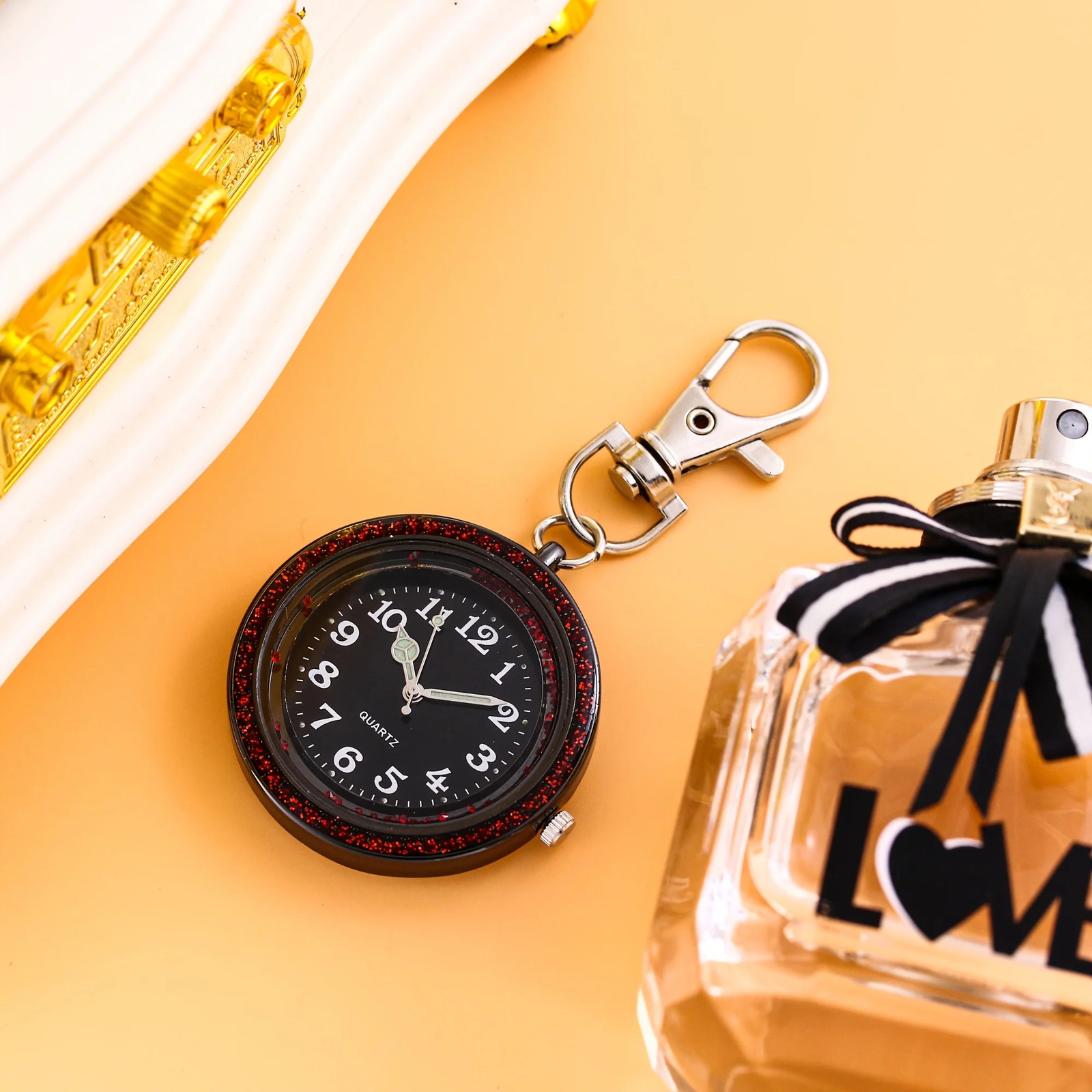 Colorful Full Diamond Luminous Needle Hanging Watch Pocket Watch Keychain Watch Nurse Watch Mens and Womens Hanging Watch 250807