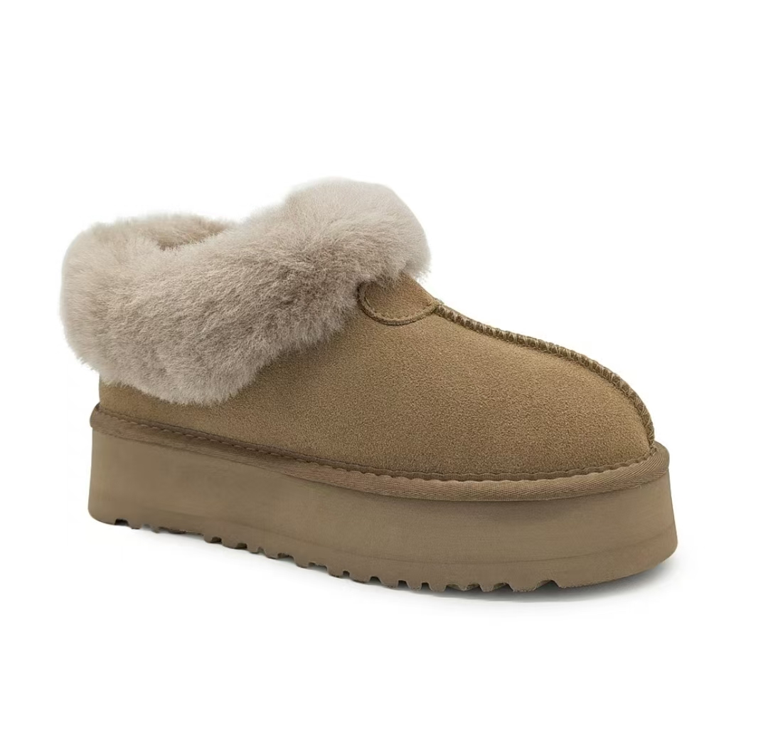 Classic Designer Men Women Tazzs Fur Slippers Boots Fully Protected Warm Platform Genuine Cotton SlippersWith Children Boots EU20-45