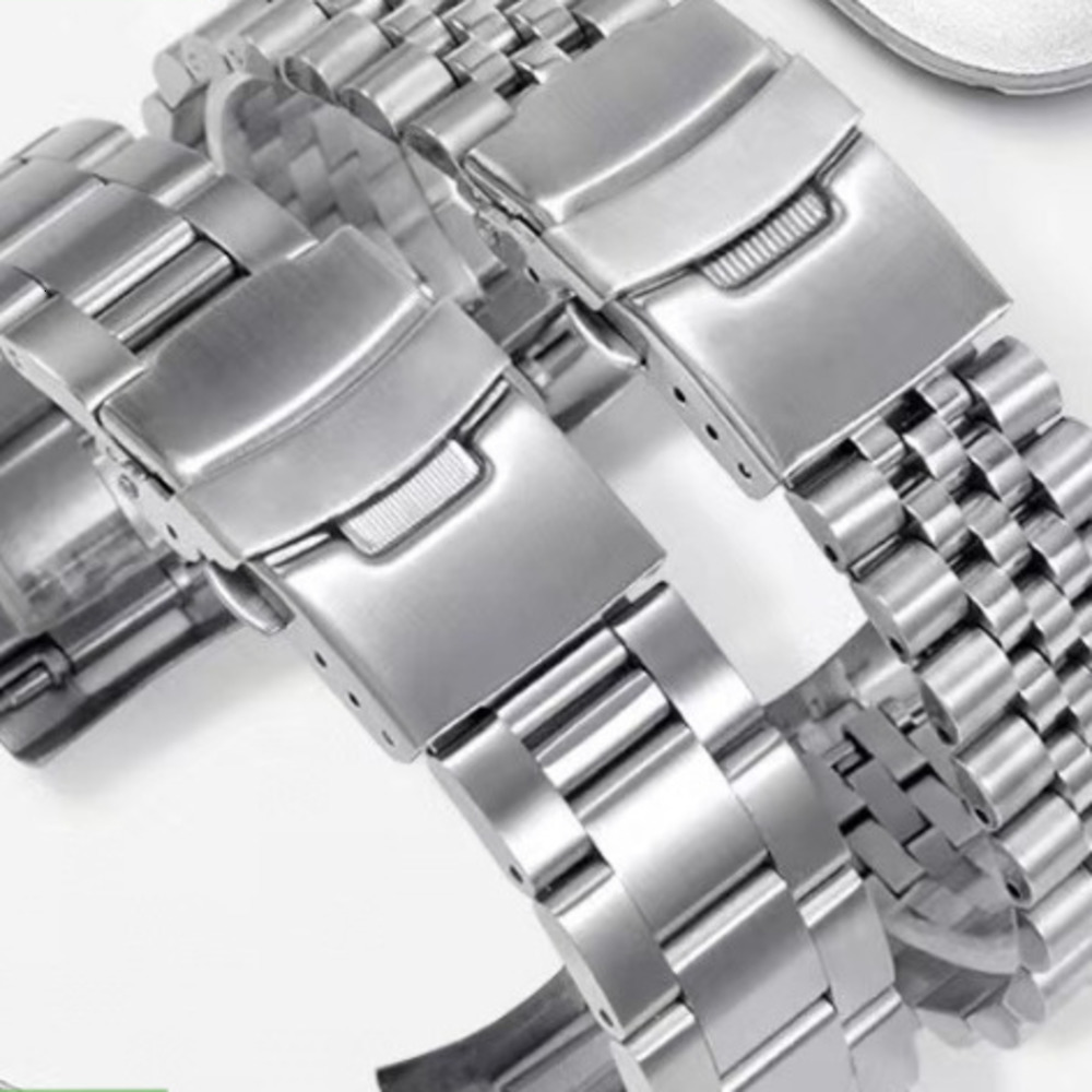 Watch Bands Stainless Steel 18mm 20mm Flat End Oyster Solid Bracelet Watch Strap Fit For Rlx Skx Watch 231128